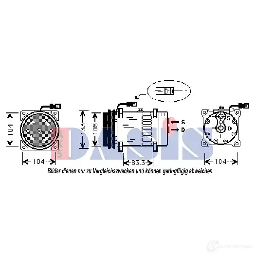 Компрессор кондиционера AKS DASIS 850658n 4044455357926 879205 VO 74R изображение 0