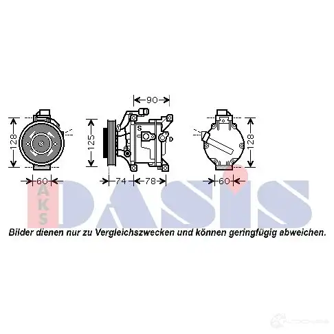 Компрессор кондиционера AKS DASIS 850744n 4044455459842 879251 4X 0WU3 изображение 0