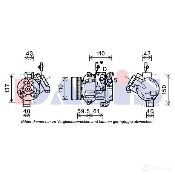 Компрессор кондиционера AKS DASIS 879997 4044455542179 EW F8T 852616n