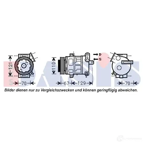 Компрессор кондиционера AKS DASIS 851976n VW80 R7 4044455503125 879847 изображение 0