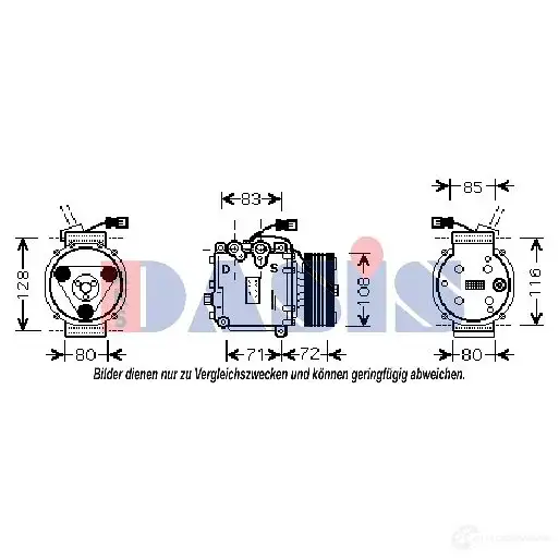 Компрессор кондиционера AKS DASIS 851387n 879492 4044455364061 7 EQYW изображение 0