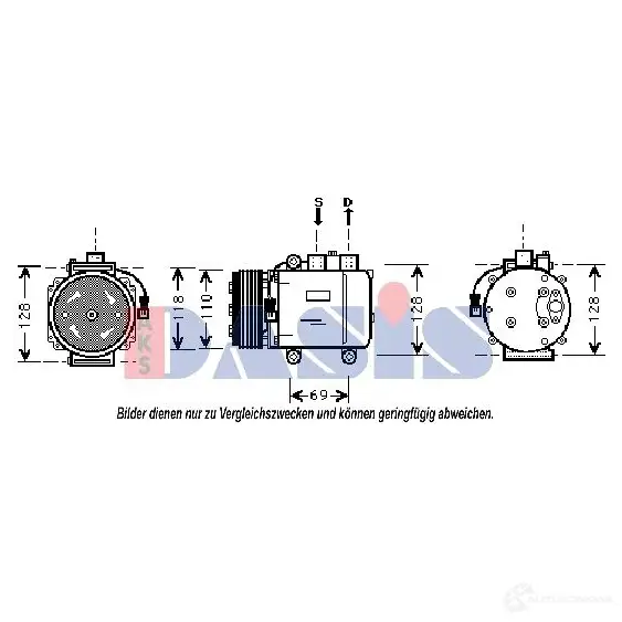 Компрессор кондиционера AKS DASIS 879456 XQL RYJQ 851110n 4044455354901 изображение 0