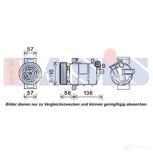 Компрессор кондиционера AKS DASIS 880167 852807n 4044455566526 S 18C6J4