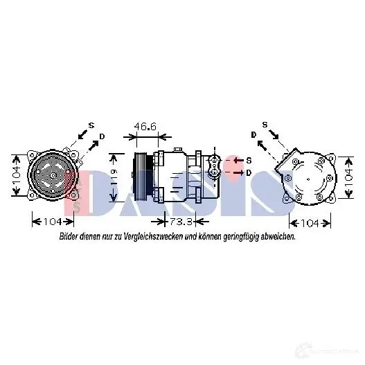 Компрессор кондиционера AKS DASIS 879479 4044455363910 851371n 3 CC76 изображение 0