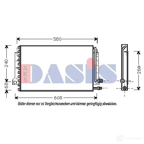 Радиатор кондиционера AKS DASIS 172002n 05L8 SM 4044455326175 870958
