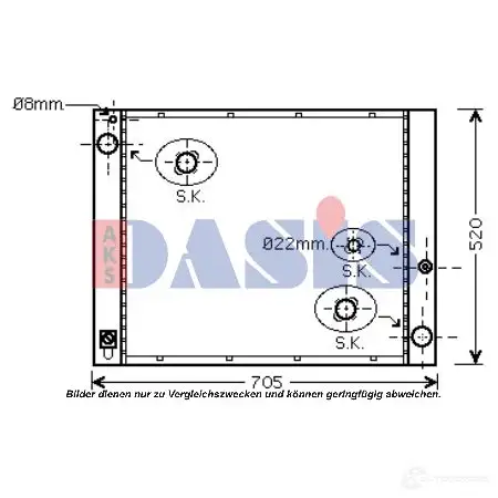 Радиатор охлаждения двигателя AKS DASIS 7 YJ3R 020017n 4044455446910 865885