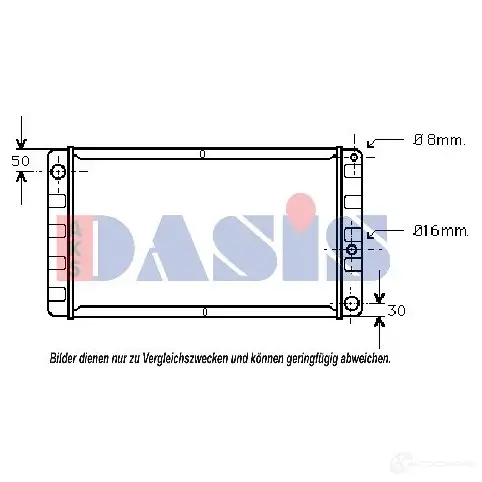 Радиатор охлаждения двигателя AKS DASIS 220150n YMC VWZ0 4044455188001 872062