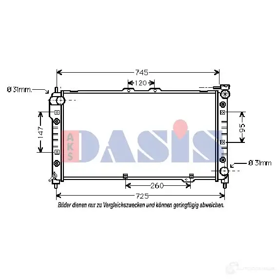 Радиатор охлаждения двигателя AKS DASIS 4044455188049 220200n 872064 YXK OH