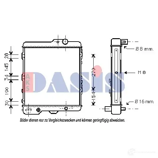 Радиатор охлаждения двигателя AKS DASIS 6109178 4044455199816 X OBHEDU 480008n изображение 0