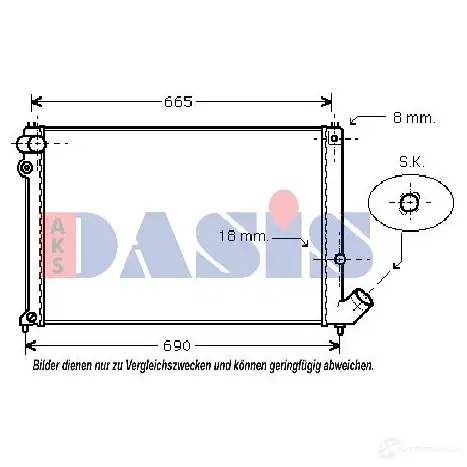 Радиатор охлаждения двигателя AKS DASIS 4044455172925 060930n 866968 QE 6XKAO