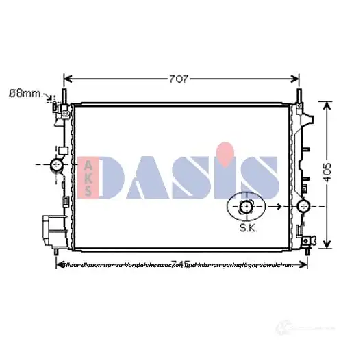 Радиатор охлаждения двигателя AKS DASIS 080094n 867622 YVCC M 4044455447092