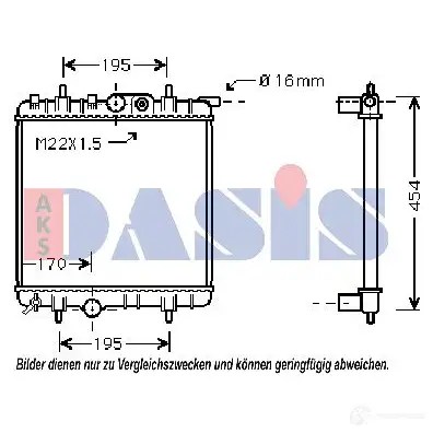 Радиатор охлаждения двигателя AKS DASIS 4044455206965 160097n F8YX 65O 870708 изображение 2