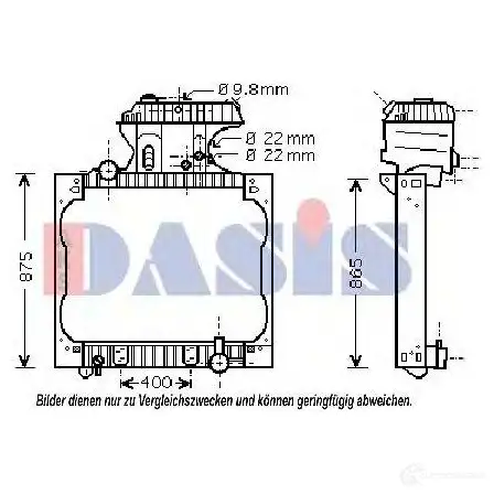 Радиатор охлаждения двигателя AKS DASIS 261900t 872314 4044455167693 8MJC BE изображение 0