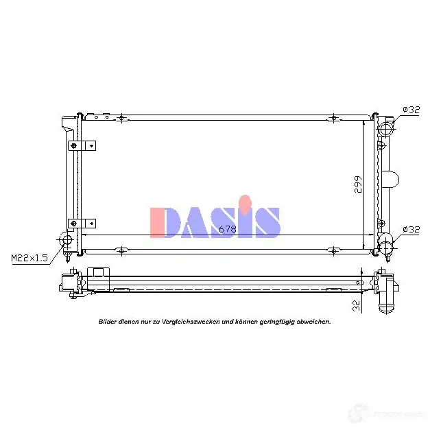 Радиатор охлаждения двигателя AKS DASIS 872935 8J 89WQ8 330170n 4044455189855