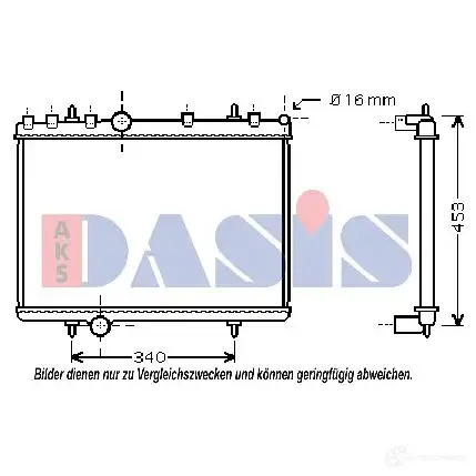 Радиатор охлаждения двигателя AKS DASIS 870714 160105n A VO9J6O 4044455208396 изображение 0