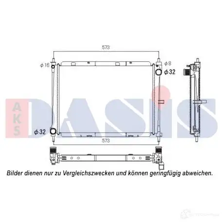 Радиатор охлаждения двигателя AKS DASIS 869505 131110n P KSF5A 4044455156888 - Изображение 1