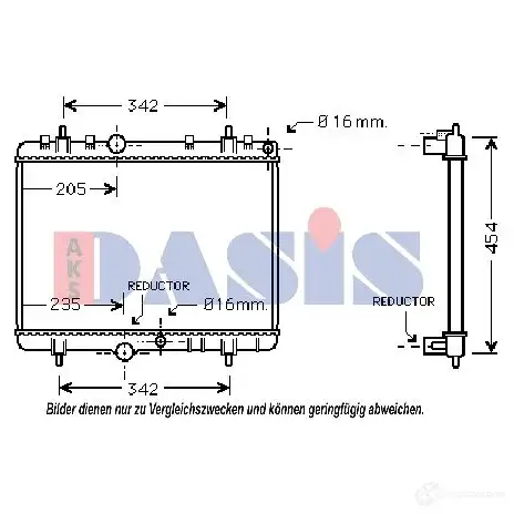 Радиатор охлаждения двигателя AKS DASIS 56 WD87 160117n 870725 4044455447573 изображение 0