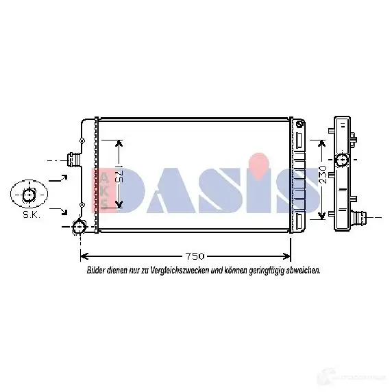 Радиатор охлаждения двигателя AKS DASIS 0K6CA E 4044455201502 867584 080048n