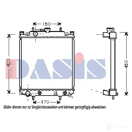 Радиатор охлаждения двигателя AKS DASIS 0YI2 2P 360016n 873071 4044455200642