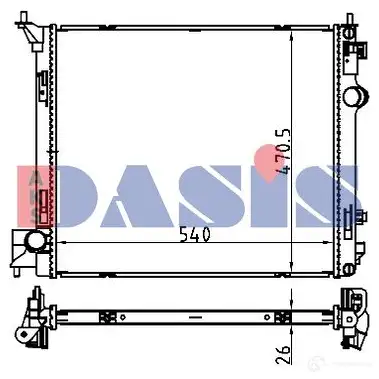 Радиатор охлаждения двигателя AKS DASIS WZQQY 0P 867293 4044455683643 070187n изображение 0