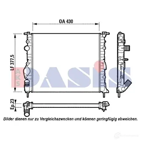 Радиатор охлаждения двигателя AKS DASIS 871195 4044455196792 181700n Z67WG H
