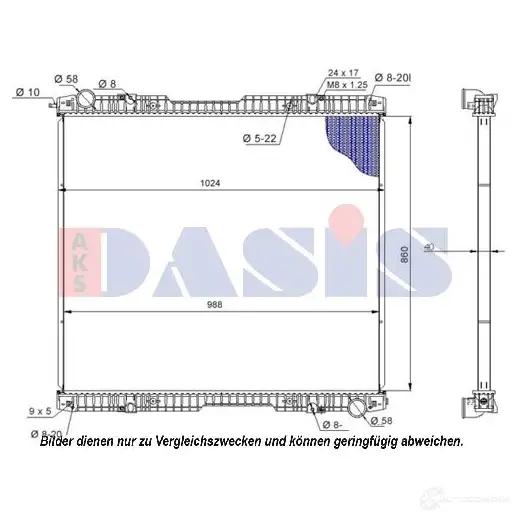 Радиатор охлаждения двигателя AKS DASIS 872455 4044455476269 EV6 8TJD 270007s