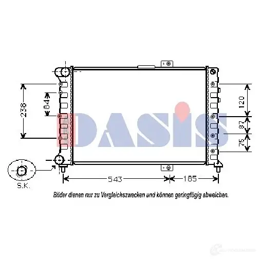Радиатор охлаждения двигателя AKS DASIS 865827 TO5FL 6Z 4044455196570 011060n