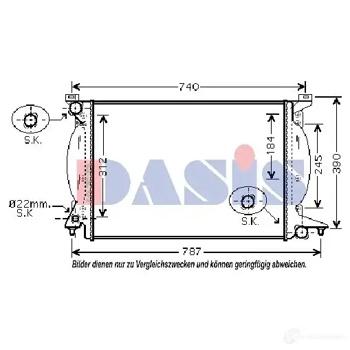 Радиатор охлаждения двигателя AKS DASIS 873885 Q3 I1FK 480065n 4044455446859 изображение 0