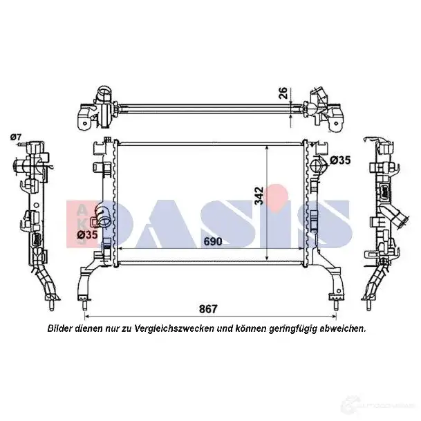 Радиатор охлаждения двигателя AKS DASIS 871023 180023n 4044455457350 905YU 09 изображение 0