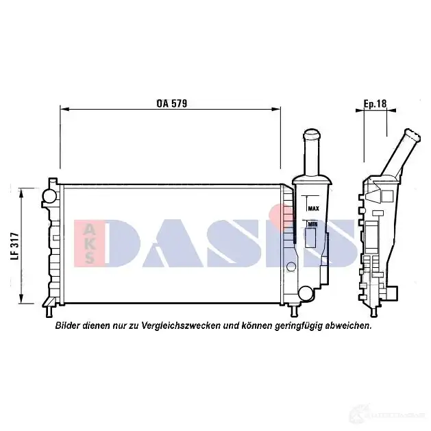 Радиатор охлаждения двигателя AKS DASIS 4044455205722 867601 Q6G S5 080068n