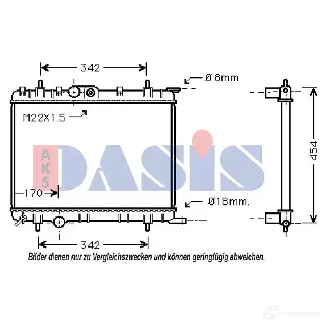 Радиатор охлаждения двигателя AKS DASIS 8P 7NX 4044455196297 061030n 6108436
