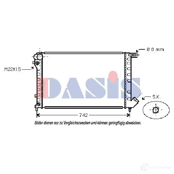 Радиатор охлаждения двигателя AKS DASIS 060038n L GX9WW 4044455203247 866876