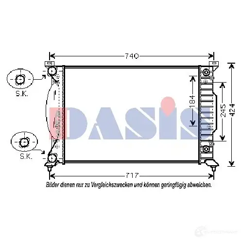 Радиатор охлаждения двигателя AKS DASIS 480067n 9WH 84FB 873887 4044455446873 изображение 0