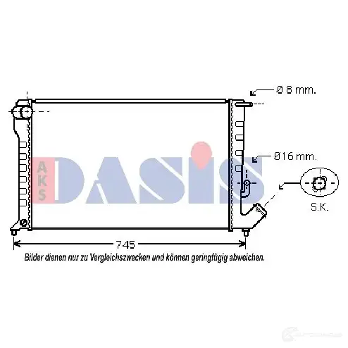 Радиатор охлаждения двигателя AKS DASIS 060031n 866870 UM9 HH 4044455203179