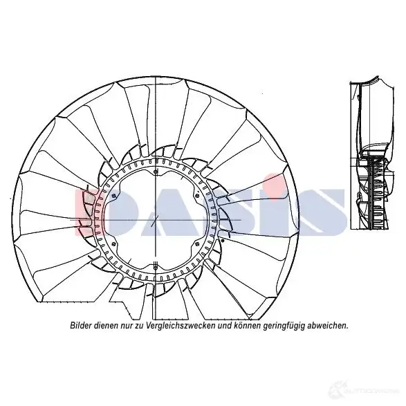 Крыльчатка охлаждения двигателя AKS DASIS 4044455558873 128176n 869340 FL3 HI изображение 0