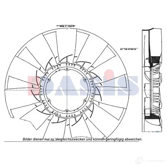 Крыльчатка охлаждения двигателя AKS DASIS 872715 298046n 4044455553656 G 092NF
