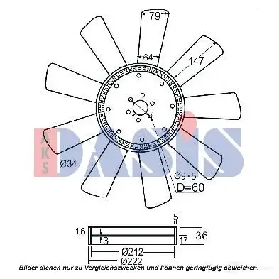 Крыльчатка охлаждения двигателя AKS DASIS 128098n 4044455449256 57K5 AC 869295
