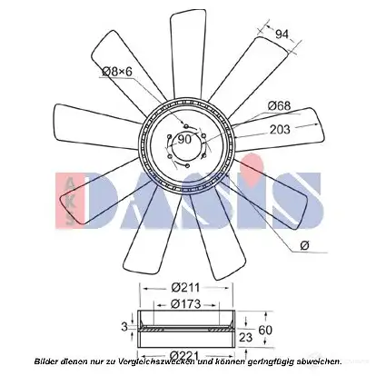 Крыльчатка охлаждения двигателя AKS DASIS 5 04CDJ 298011n 1423284509 4044455353058