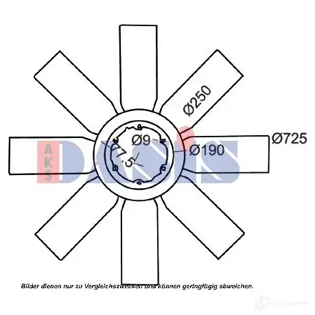 Крыльчатка охлаждения двигателя AKS DASIS 872684 4044455350941 9PA CGXH 298000n изображение 0