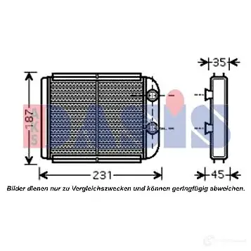 Радиатор печки, теплообменник AKS DASIS 229007n 4044455435686 872175 44I 4I7 изображение 0