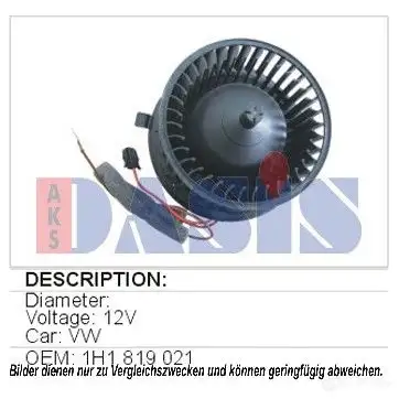 Моторчик печки, вентилятора AKS DASIS 4044455350781 048019n FB BV8X 866304