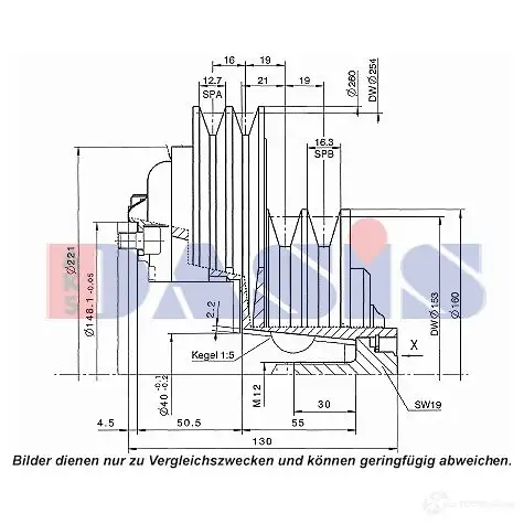 Шкив компрессора кондиционера AKS DASIS 851355n VVHO ZC 4044455373520 1423287835