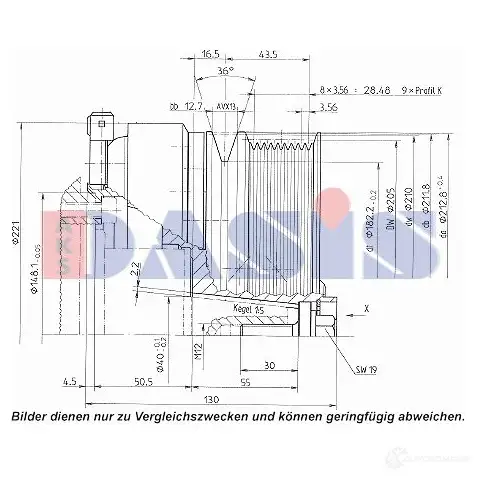Шкив компрессора кондиционера AKS DASIS SQ MAFJ 851239n 1423287781 4044455372424 - Изображение 1