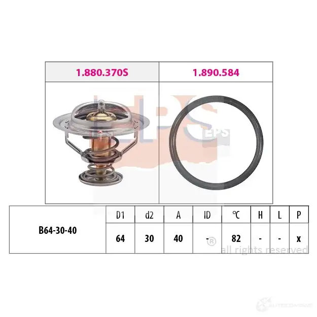 Термостат ож EPS 1880370 KW 580 370 3296987 FACET 7.8370 изображение 0