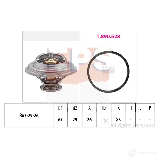 Термостат ож EPS FACET 7.8526 3297124 KW 580 526 1880526