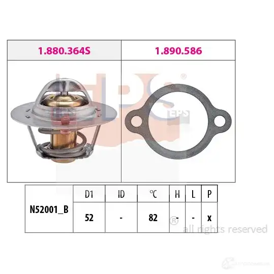 Термостат ож EPS 1880367 KW 580 367 FACET 7.8367 3296984 изображение 0