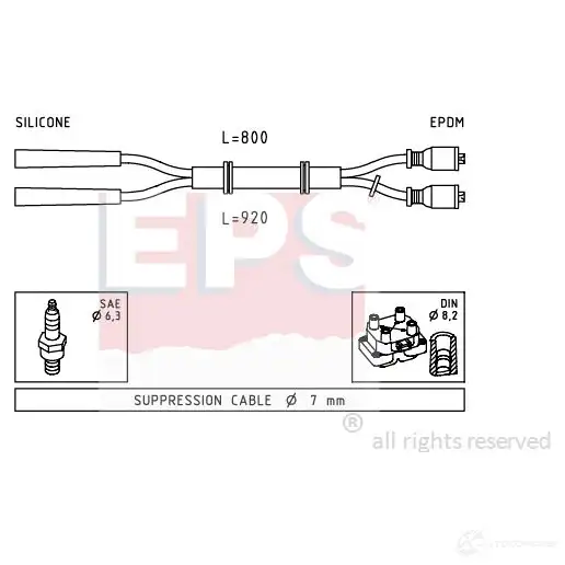 Высоковольтные провода зажигания, комплект EPS 3294613 FACET 4.8432 KW 359 432 1500432 изображение 0