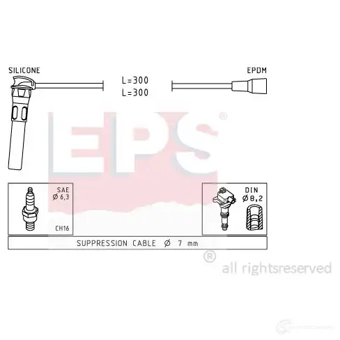 Высоковольтные провода зажигания, комплект EPS 1501889 3294871 FACET 4.9889 KW 360 889 изображение 0