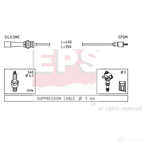 Высоковольтные провода зажигания, комплект EPS 1501729 KW 360 729 3294834 FACET 4.9729 изображение 0