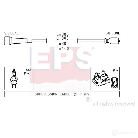 Высоковольтные провода зажигания, комплект EPS 3294765 FACET 4.9492 1501492 KW 360 492 изображение 0